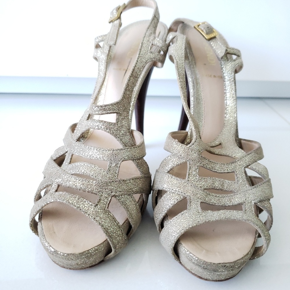Vintage Fendi Metallic Gold Leather Cut Out